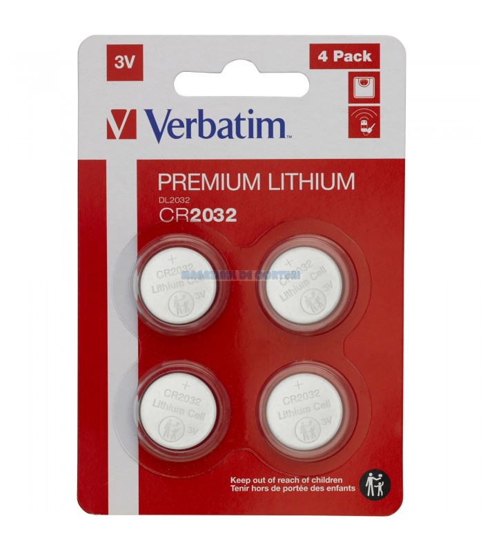 Baterii Verbatim, Lithium, CR2032, 3V, 4buc